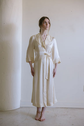 1930s French cream silk wrap dress