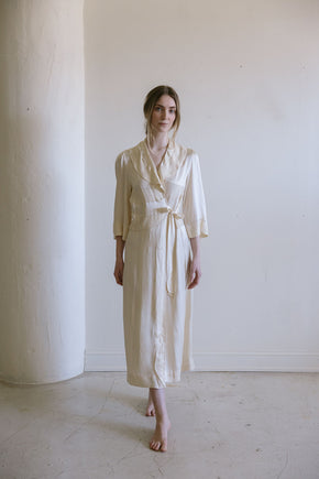 1930s French cream silk wrap dress