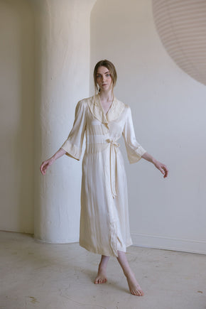 1930s French cream silk wrap dress