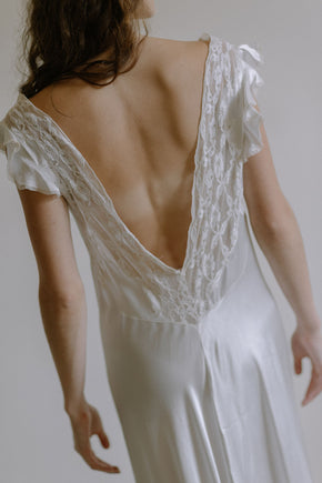 1930s French white silk lace nightgown