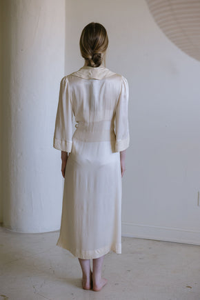 1930s French cream silk wrap dress