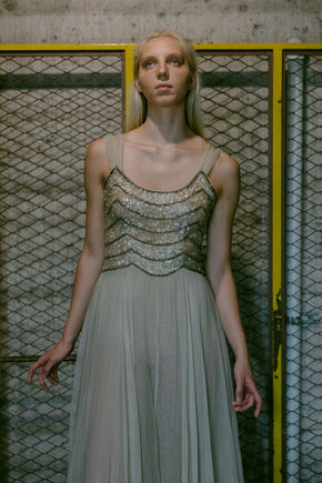 1930s Gelatin sequin tulle gown
