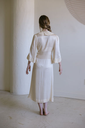 1930s French cream silk wrap dress