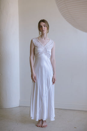 1930s Italian ivory silk satin lace bridal gown