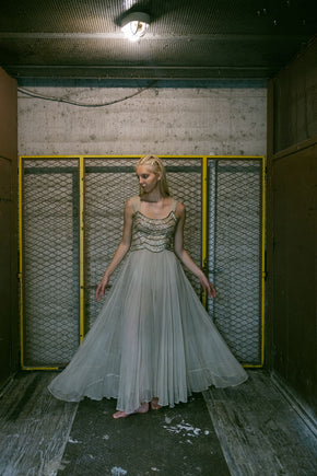 1930s Gelatin sequin tulle gown