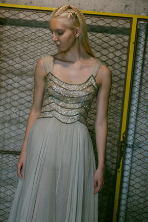 1930s Gelatin sequin tulle gown