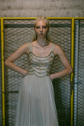 1930s Gelatin sequin tulle gown