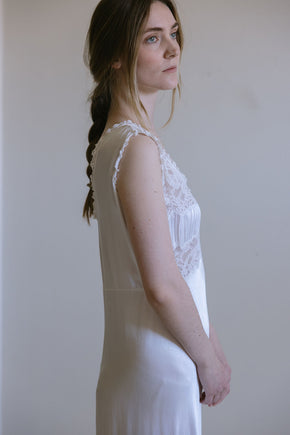 1930s Italian ivory silk satin lace bridal gown