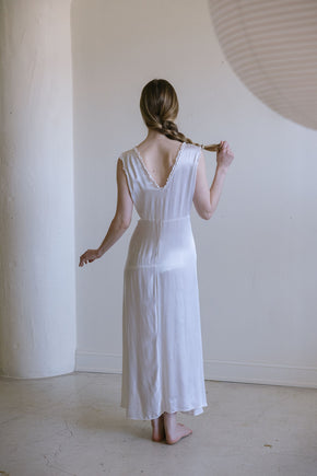 1930s Italian ivory silk satin lace bridal gown