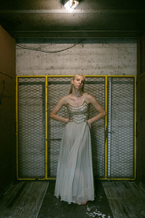 1930s Gelatin sequin tulle gown