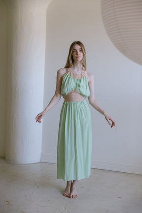 1930s antique mint silk lace halter nightgown