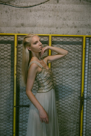 1930s Gelatin sequin tulle gown