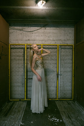 1930s Gelatin sequin tulle gown