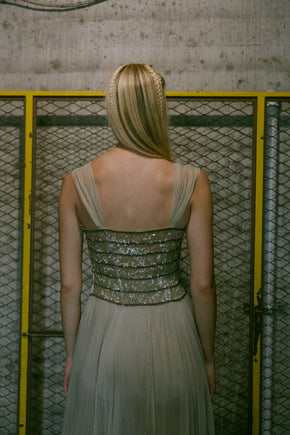 1930s Gelatin sequin tulle gown