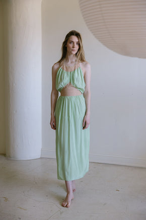 1930s antique mint silk lace halter nightgown