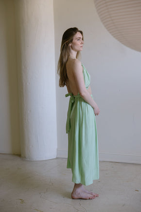 1930s antique mint silk lace halter nightgown