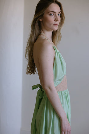 1930s antique mint silk lace halter nightgown