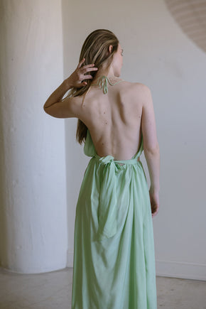 1930s antique mint silk lace halter nightgown