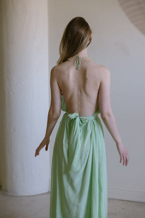 1930s antique mint silk lace halter nightgown