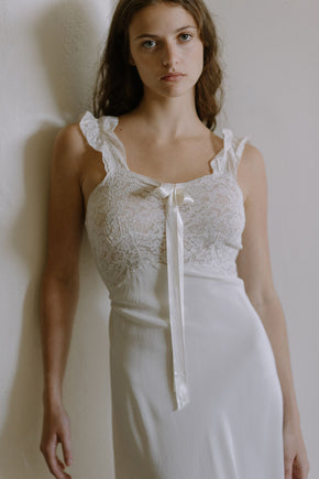 1940s ivory rayon and lace bridal nightgown set
