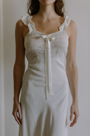 1940s ivory rayon and lace bridal nightgown set