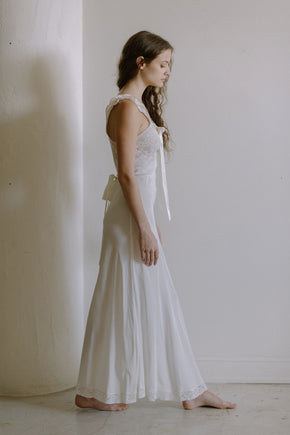 1940s ivory rayon and lace bridal nightgown set
