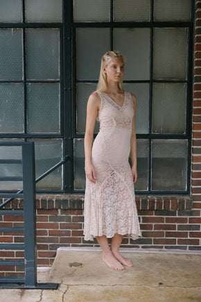 1930s bias full lace wedding dress