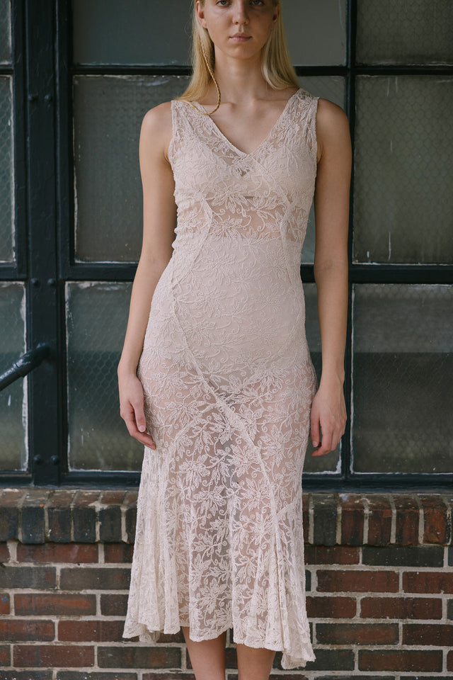 1930s bias full lace wedding dress