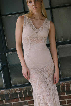 1930s bias full lace wedding dress