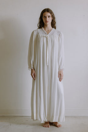 1940s ivory rayon and lace bridal nightgown set