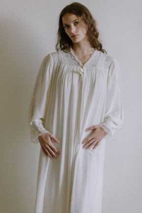 1940s ivory rayon and lace bridal nightgown set