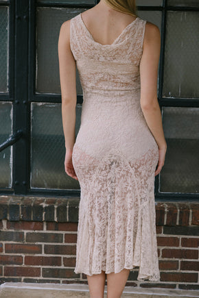 1930s bias full lace wedding dress