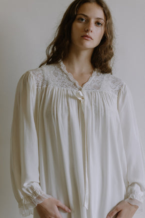 1940s ivory rayon and lace bridal nightgown set