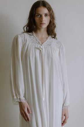 1940s ivory rayon and lace bridal nightgown set