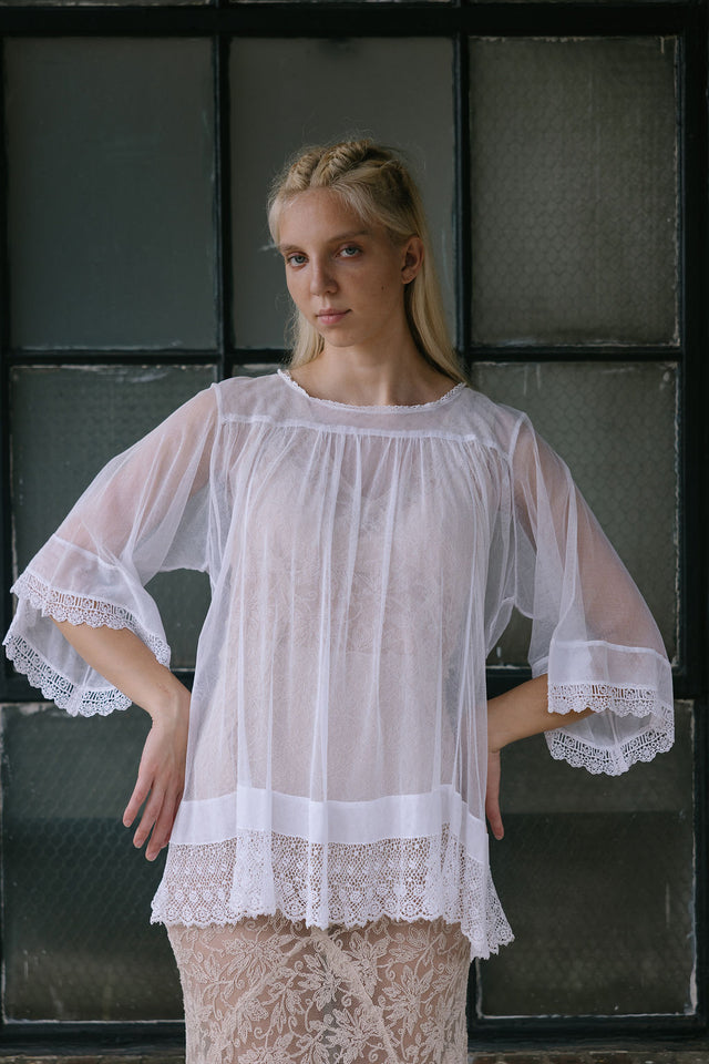 1910s net lace tunic blouse