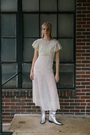 1930s green organza soutache dress
