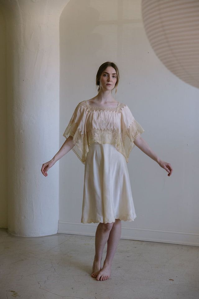 1930s Italian silk lace lingerie blouse