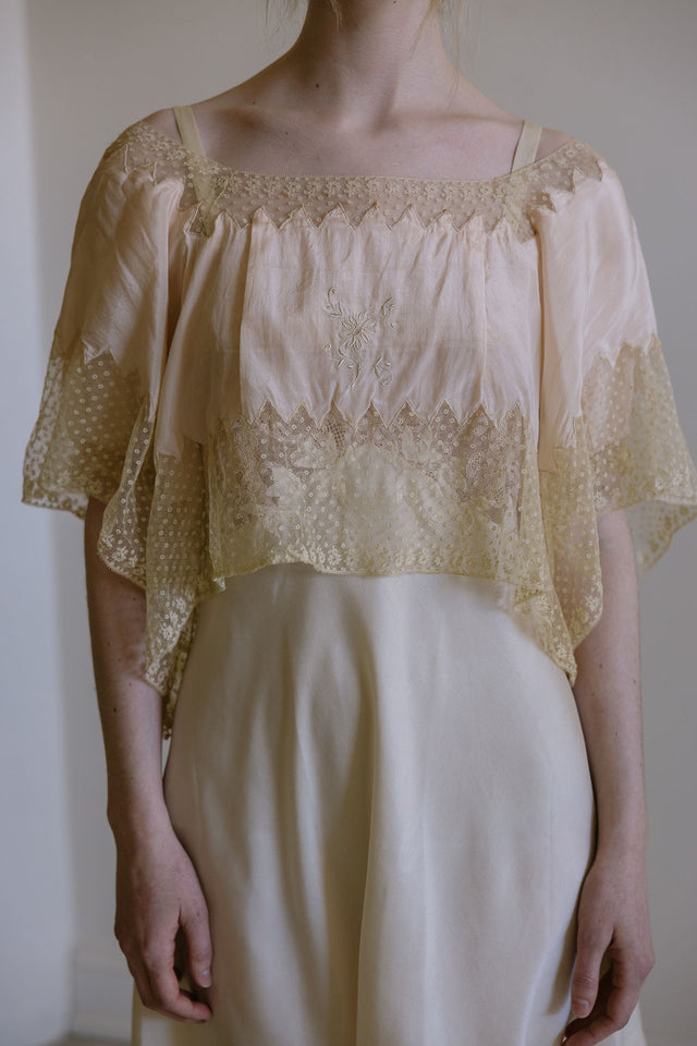 1930s Italian silk lace lingerie blouse