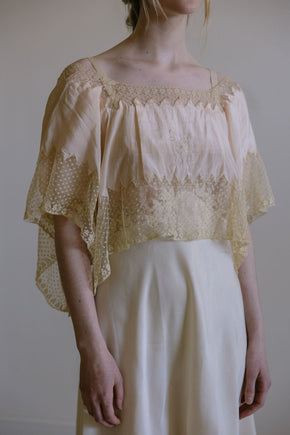 1930s Italian silk lace lingerie blouse
