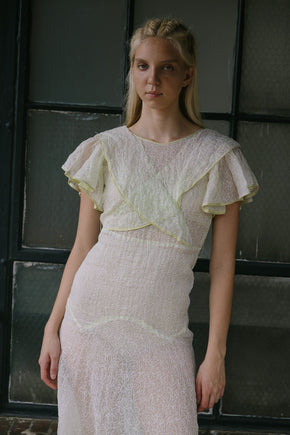 1930s green organza soutache dress