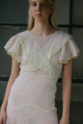 1930s green organza soutache dress