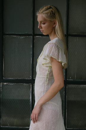 1930s green organza soutache dress