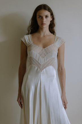 1930s french ivory silk satin lace nightgown