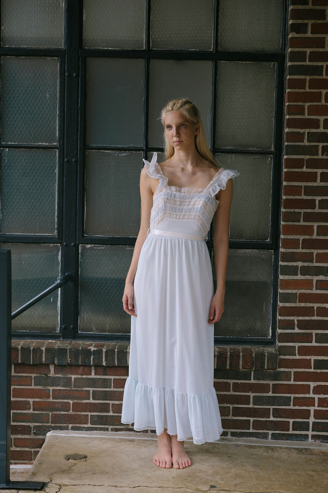 1950s powder blue lace nightgown