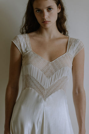 1930s french ivory silk satin lace nightgown