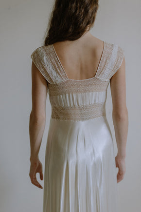 1930s french ivory silk satin lace nightgown