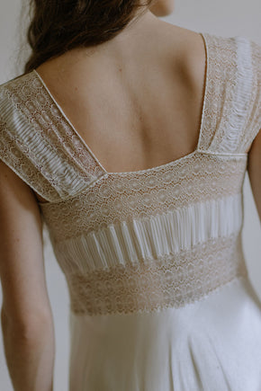 1930s french ivory silk satin lace nightgown