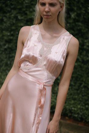 1930s liquid satin lace nightgown