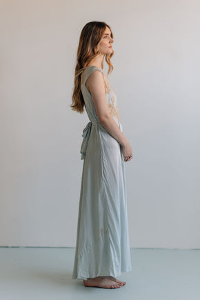 1930s bias blue silk lace slip, France