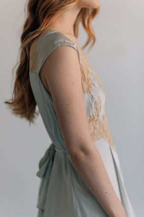 1930s bias blue silk lace slip, France